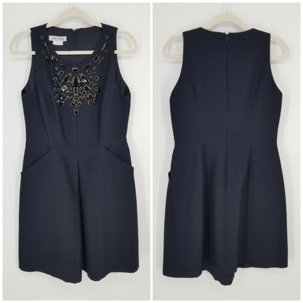 Kay Unger Black Jewel Embellished Dress Sz 12